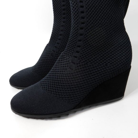 EILEEN FISHER Kasana Tall Wedge Stretch Knit Socks Boots Size 6 Black NEW - Picture 3 of 10